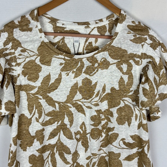 NWT J Crew Women Short Sleeve Linen Knit Tee Shirt Sz L Tan Breathable Beachy - Picture 2 of 10